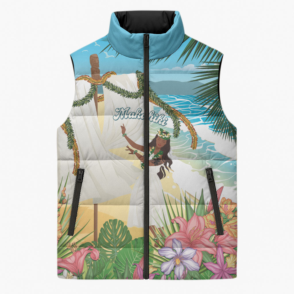Aloha Hawaii Makahiki Hula Dance Sleeveless Puffer Jacket Beach Scenery LT7 Unisex Multicolor - Polynesian Pride