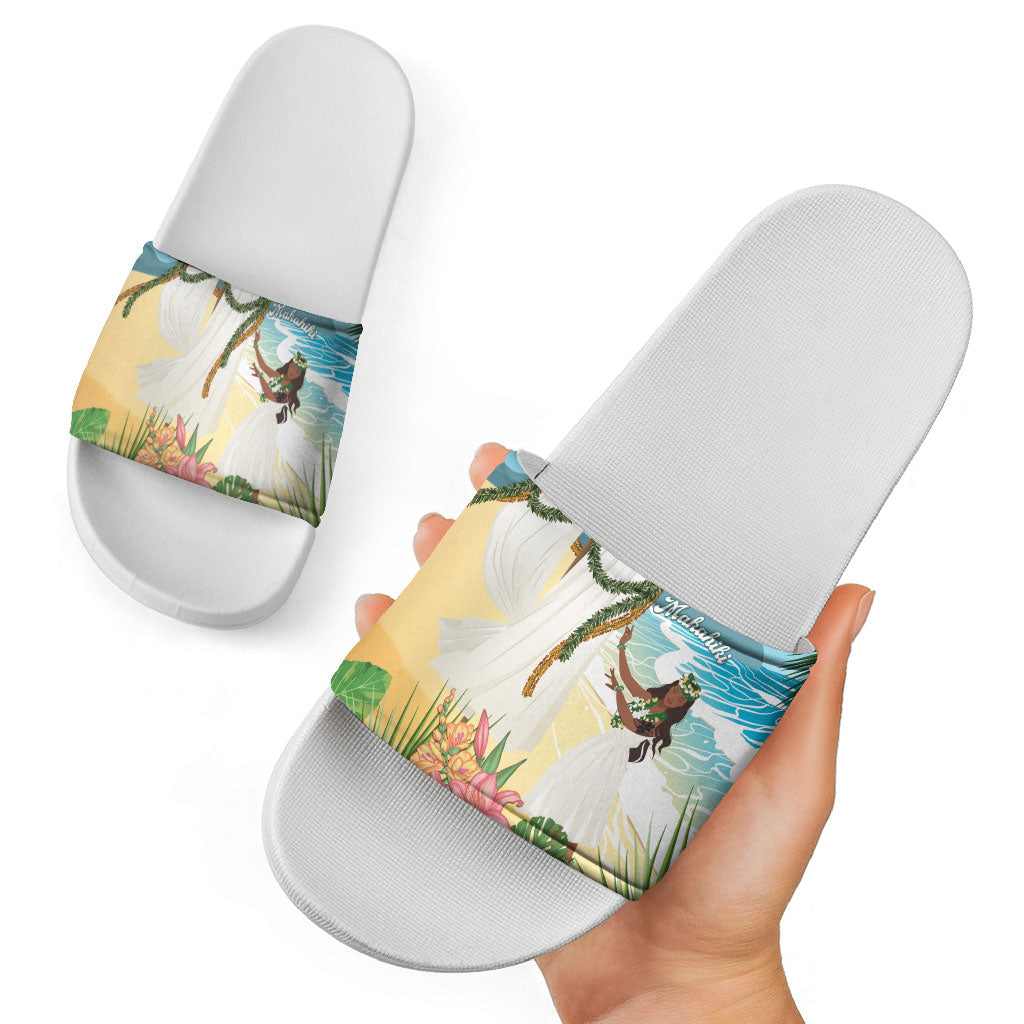 Aloha Hawaii Makahiki Hula Dance Slide Sandals Beach Scenery LT7 - Polynesian Pride