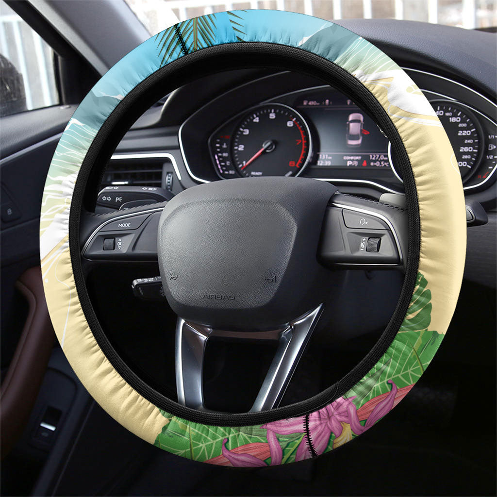 Aloha Hawaii Makahiki Hula Dance Steering Wheel Cover Beach Scenery