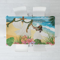 Aloha Hawaii Makahiki Hula Dance Tablecloth Beach Scenery