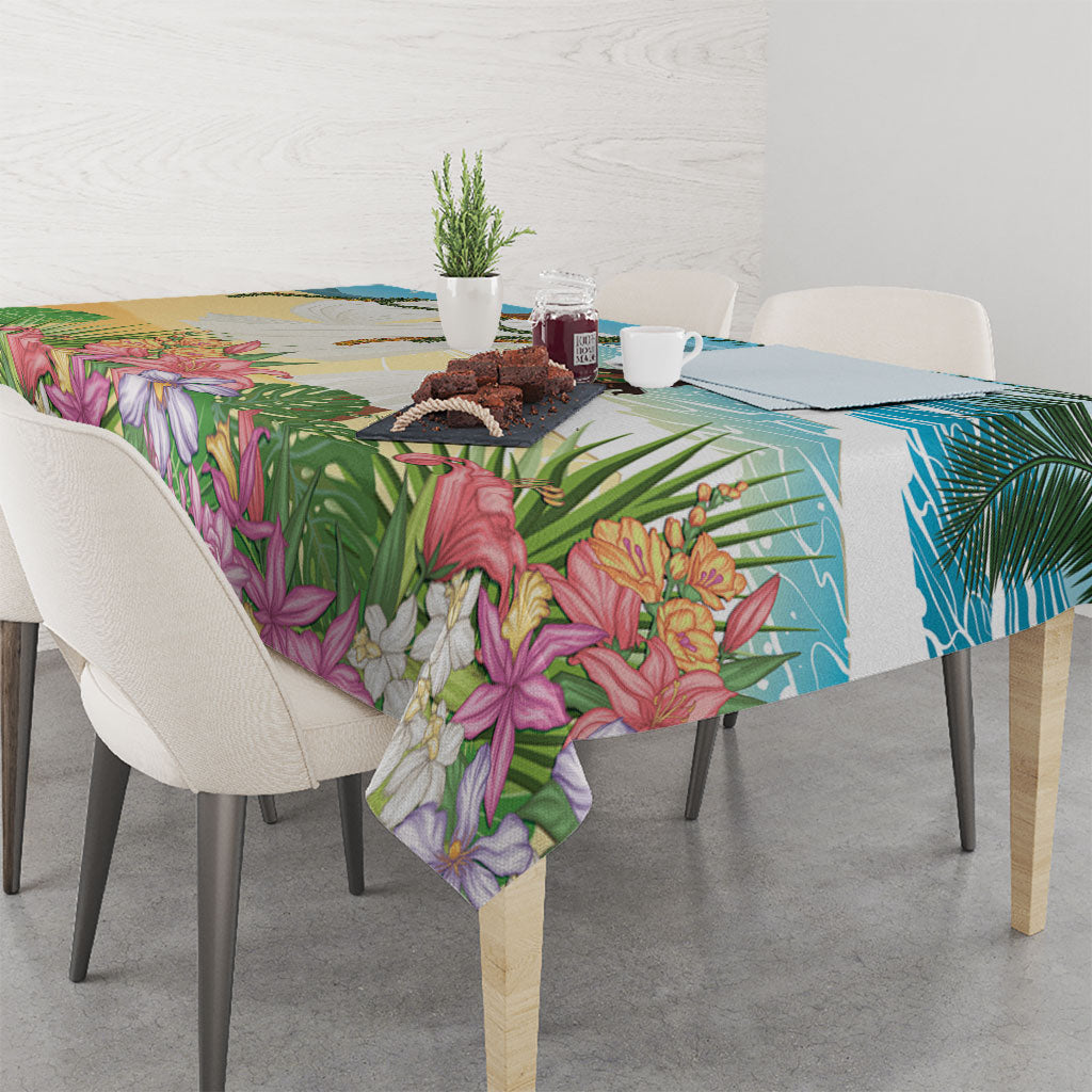 Aloha Hawaii Makahiki Hula Dance Tablecloth Beach Scenery