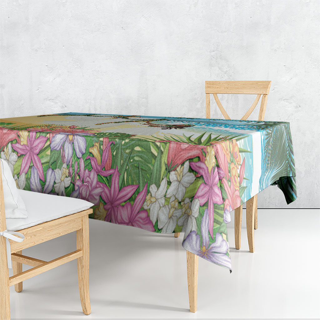 Aloha Hawaii Makahiki Hula Dance Tablecloth Beach Scenery