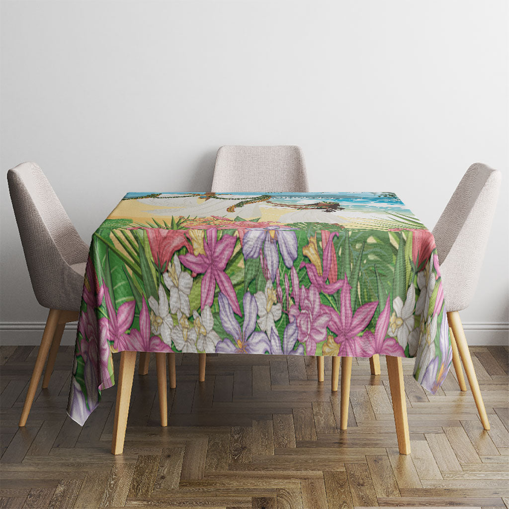 Aloha Hawaii Makahiki Hula Dance Tablecloth Beach Scenery
