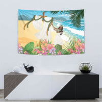 Aloha Hawaii Makahiki Hula Dance Tapestry Beach Scenery