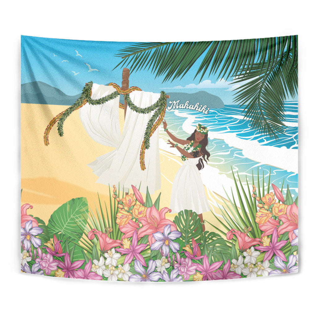 Aloha Hawaii Makahiki Hula Dance Tapestry Beach Scenery