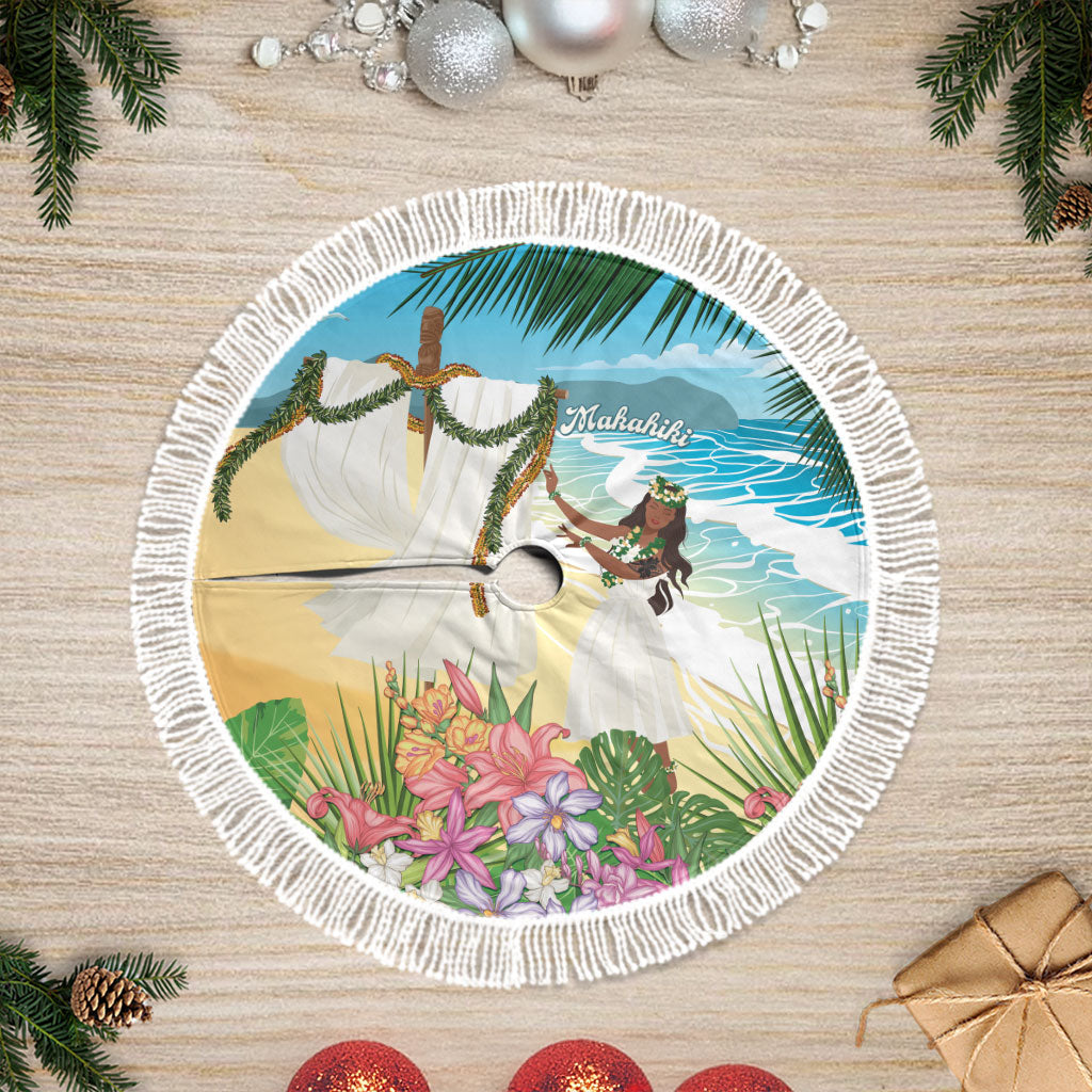 Aloha Hawaii Makahiki Hula Dance Tree Skirt Beach Scenery