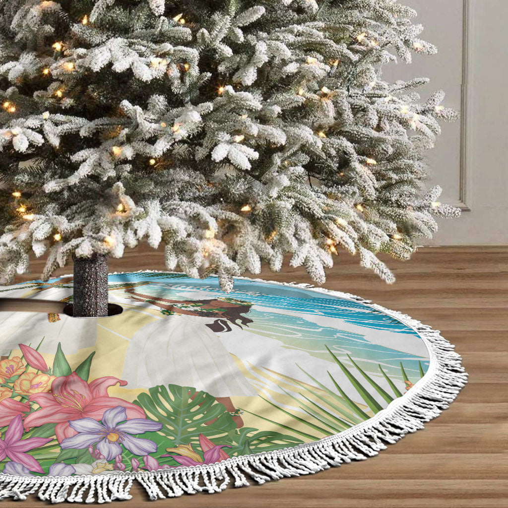 Aloha Hawaii Makahiki Hula Dance Tree Skirt Beach Scenery