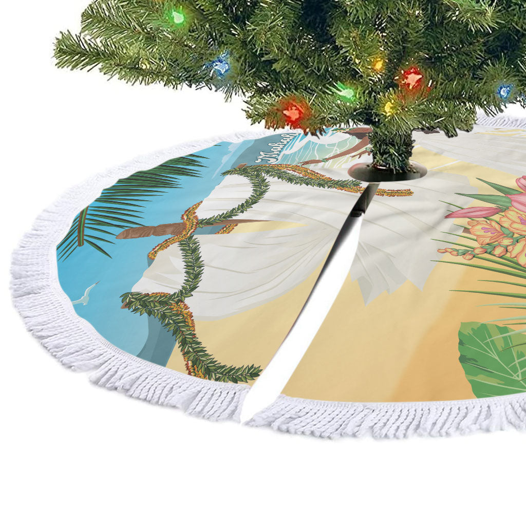 Aloha Hawaii Makahiki Hula Dance Tree Skirt Beach Scenery