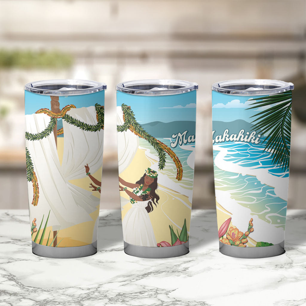 Aloha Hawaii Makahiki Hula Dance Tumbler Cup Beach Scenery
