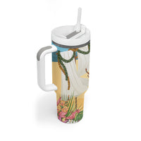 Aloha Hawaii Makahiki Hula Dance Tumbler With Handle Beach Scenery