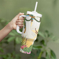 Aloha Hawaii Makahiki Hula Dance Tumbler With Handle Beach Scenery