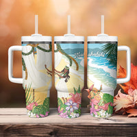 Aloha Hawaii Makahiki Hula Dance Tumbler With Handle Beach Scenery