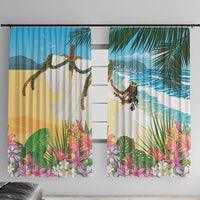 Aloha Hawaii Makahiki Hula Dance Window Curtain Beach Scenery LT7 With Hooks Multicolor - Polynesian Pride