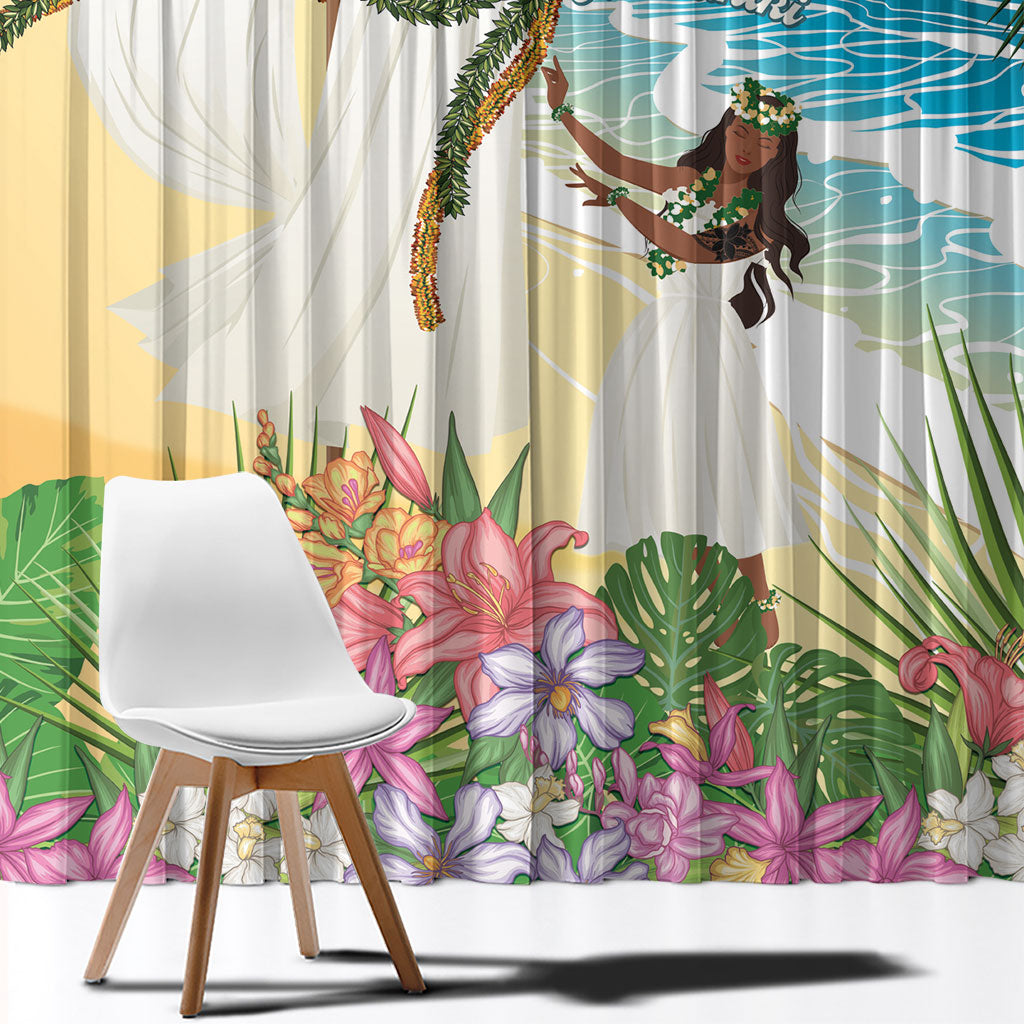 Aloha Hawaii Makahiki Hula Dance Window Curtain Beach Scenery LT7 - Polynesian Pride