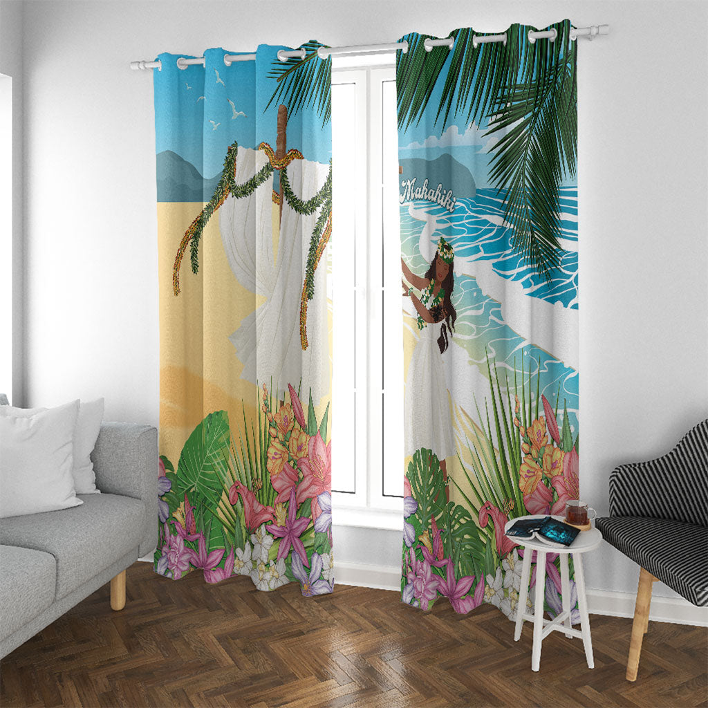 Aloha Hawaii Makahiki Hula Dance Window Curtain Beach Scenery LT7 With Grommets Multicolor - Polynesian Pride