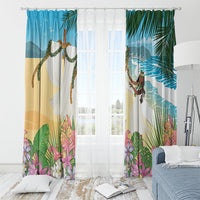 Aloha Hawaii Makahiki Hula Dance Window Curtain Beach Scenery LT7 - Polynesian Pride