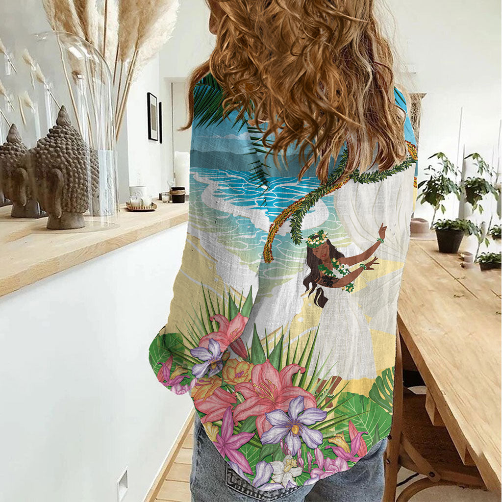 Aloha Hawaii Makahiki Hula Dance Women Casual Shirt Beach Scenery LT7 - Polynesian Pride