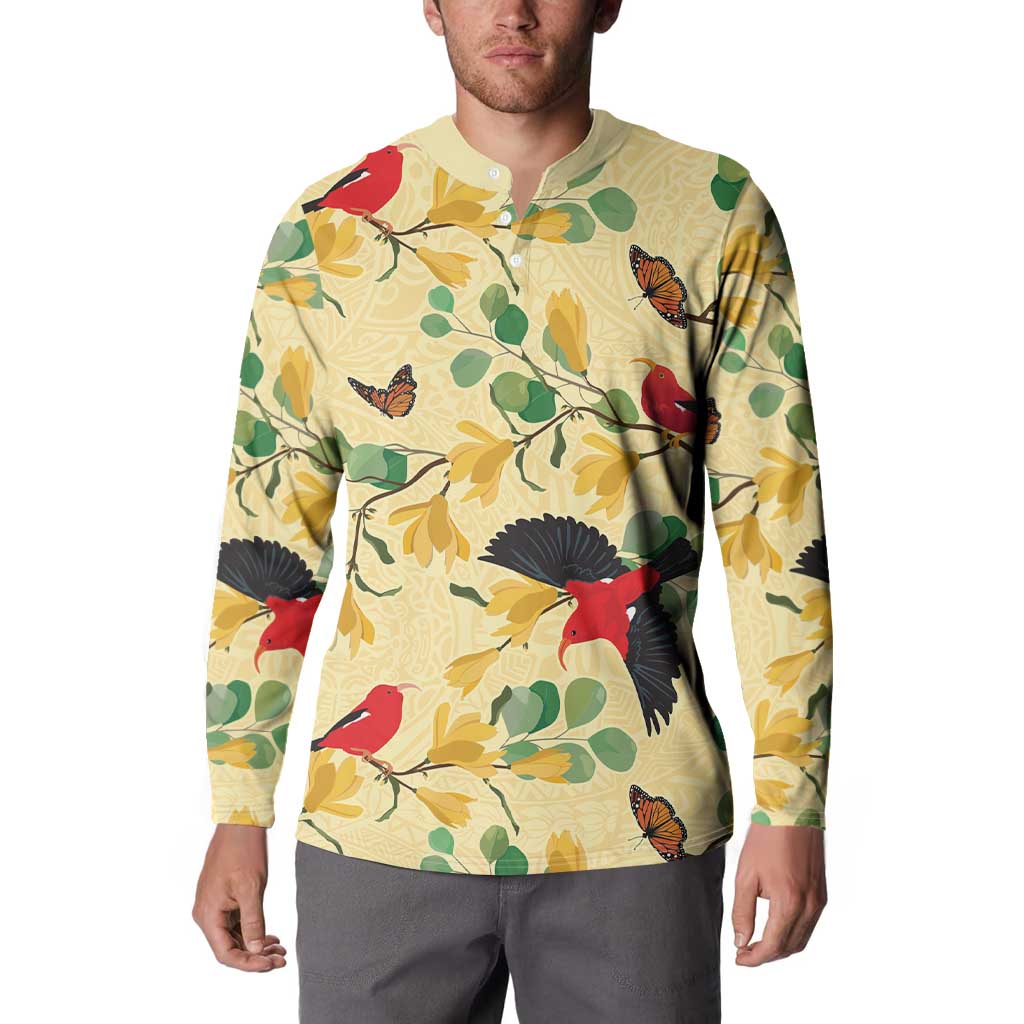 Aloha Hawaii Button Sweatshirt I'iwi on Mamane Pastel Cream LT7 - Polynesian Pride