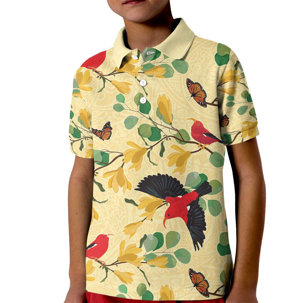Aloha Hawaii Kid Polo Shirt I'iwi on Mamane Pastel Cream LT7 Kid Light Yellow - Polynesian Pride