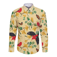 Aloha Hawaii Long Sleeve Button Shirt I'iwi on Mamane Pastel Cream LT7 Unisex Light Yellow - Polynesian Pride