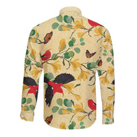 Aloha Hawaii Long Sleeve Button Shirt I'iwi on Mamane Pastel Cream LT7 - Polynesian Pride