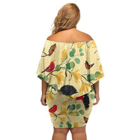 Aloha Hawaii Off Shoulder Short Dress I'iwi on Mamane Pastel Cream LT7 - Polynesian Pride