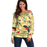 Aloha Hawaii Off Shoulder Sweater I'iwi on Mamane Pastel Cream LT7 Women Light Yellow - Polynesian Pride