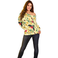 Aloha Hawaii Off Shoulder Sweater I'iwi on Mamane Pastel Cream LT7 - Polynesian Pride