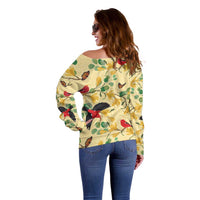 Aloha Hawaii Off Shoulder Sweater I'iwi on Mamane Pastel Cream LT7 - Polynesian Pride