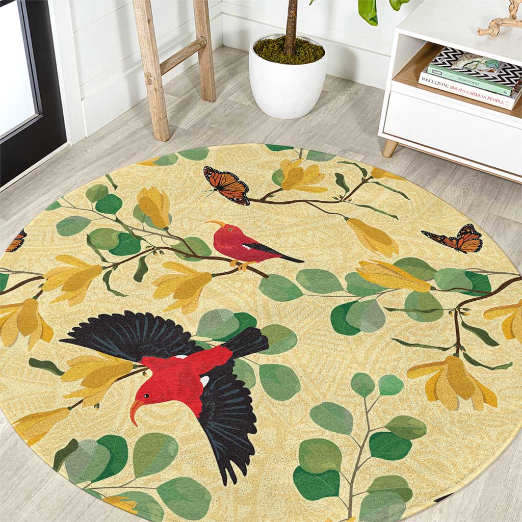 Aloha Hawaii Round Carpet I'iwi on Mamane Pastel Cream LT7 Light Yellow - Polynesian Pride