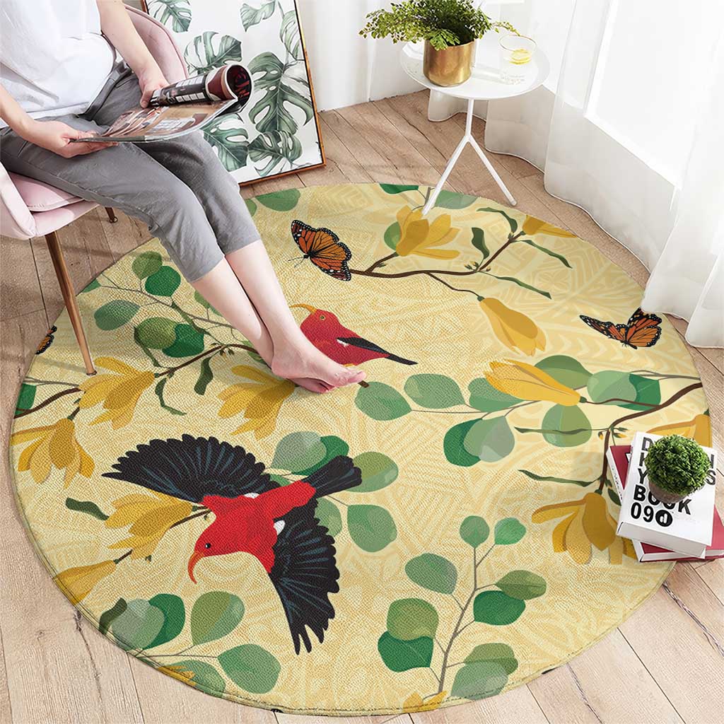 Aloha Hawaii Round Carpet I'iwi on Mamane Pastel Cream LT7 - Polynesian Pride