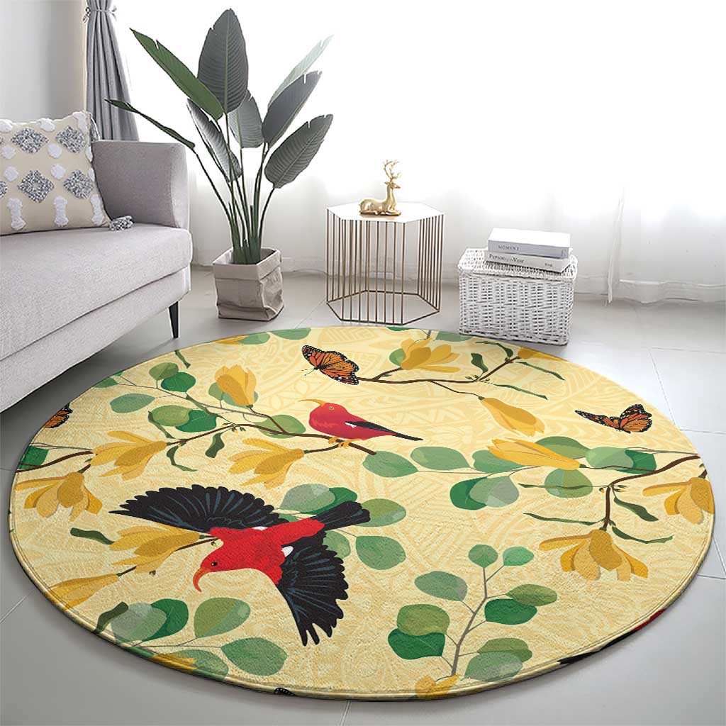 Aloha Hawaii Round Carpet I'iwi on Mamane Pastel Cream LT7 - Polynesian Pride