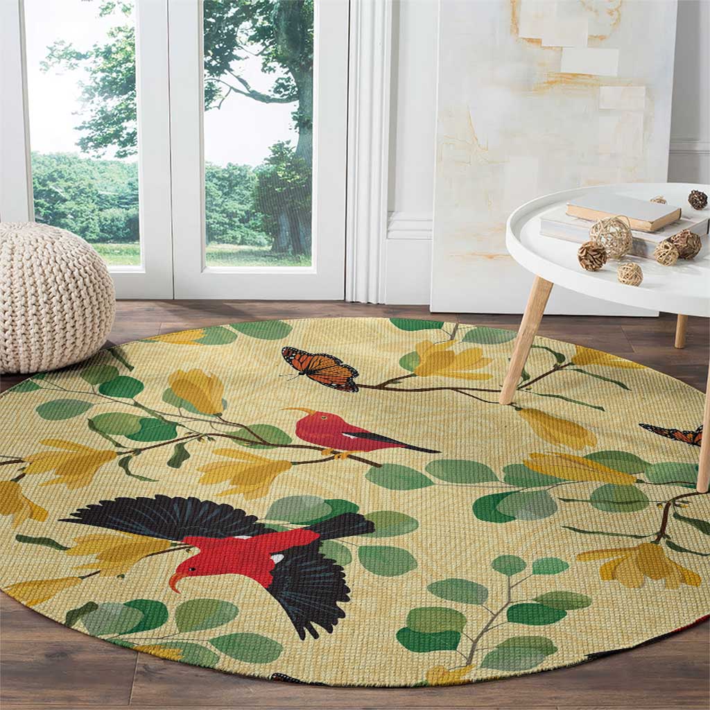 Aloha Hawaii Round Carpet I'iwi on Mamane Pastel Cream LT7 - Polynesian Pride