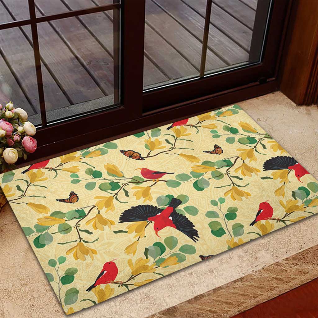Aloha Hawaii Rubber Doormat I'iwi on Mamane Pastel Cream LT7 - Polynesian Pride