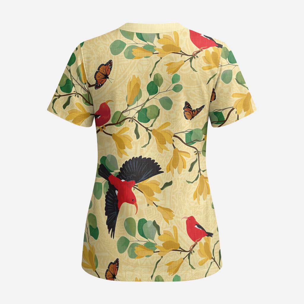 Aloha Hawaii Scrub Top I'iwi on Mamane Pastel Cream LT7 - Polynesian Pride