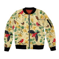 Aloha Hawaii Sleeve Zip Bomber Jacket I'iwi on Mamane Pastel Cream LT7 Unisex Light Yellow - Polynesian Pride