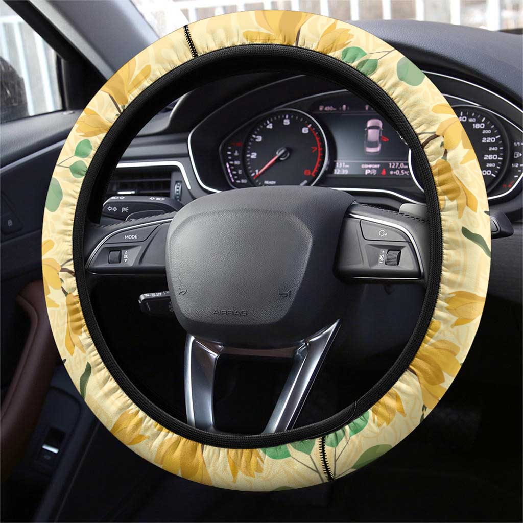 Aloha Hawaii Steering Wheel Cover I'iwi on Mamane Pastel Cream LT7 - Polynesian Pride