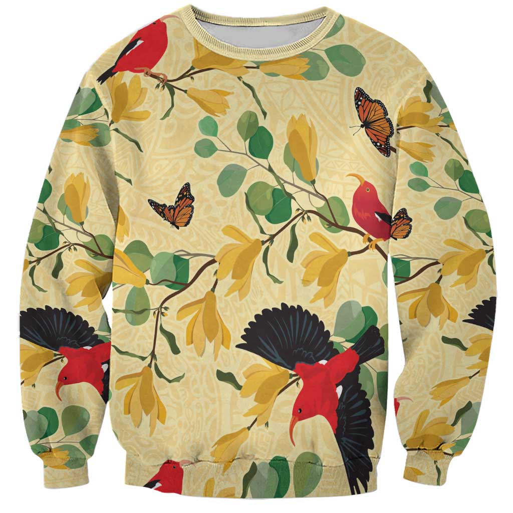Aloha Hawaii Sweatshirt I'iwi on Mamane Pastel Cream LT7 Unisex Light Yellow - Polynesian Pride