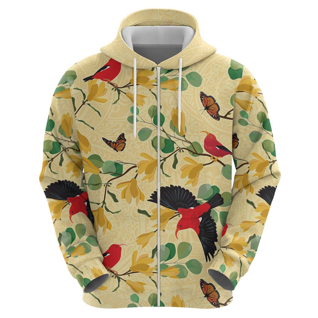 Aloha Hawaii Zip Hoodie I'iwi on Mamane Pastel Cream LT7 - Polynesian Pride