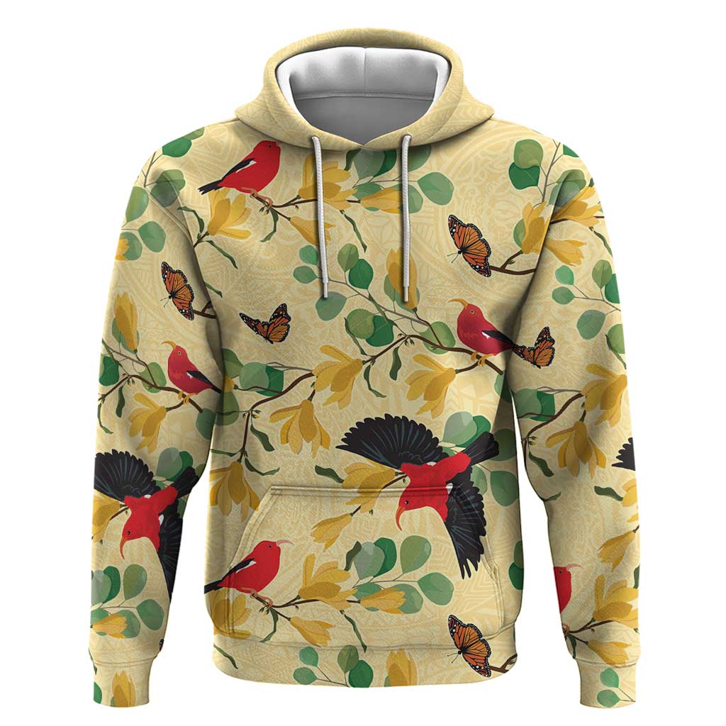 Aloha Hawaii Zip Hoodie I'iwi on Mamane Pastel Cream LT7 Pullover Hoodie Light Yellow - Polynesian Pride