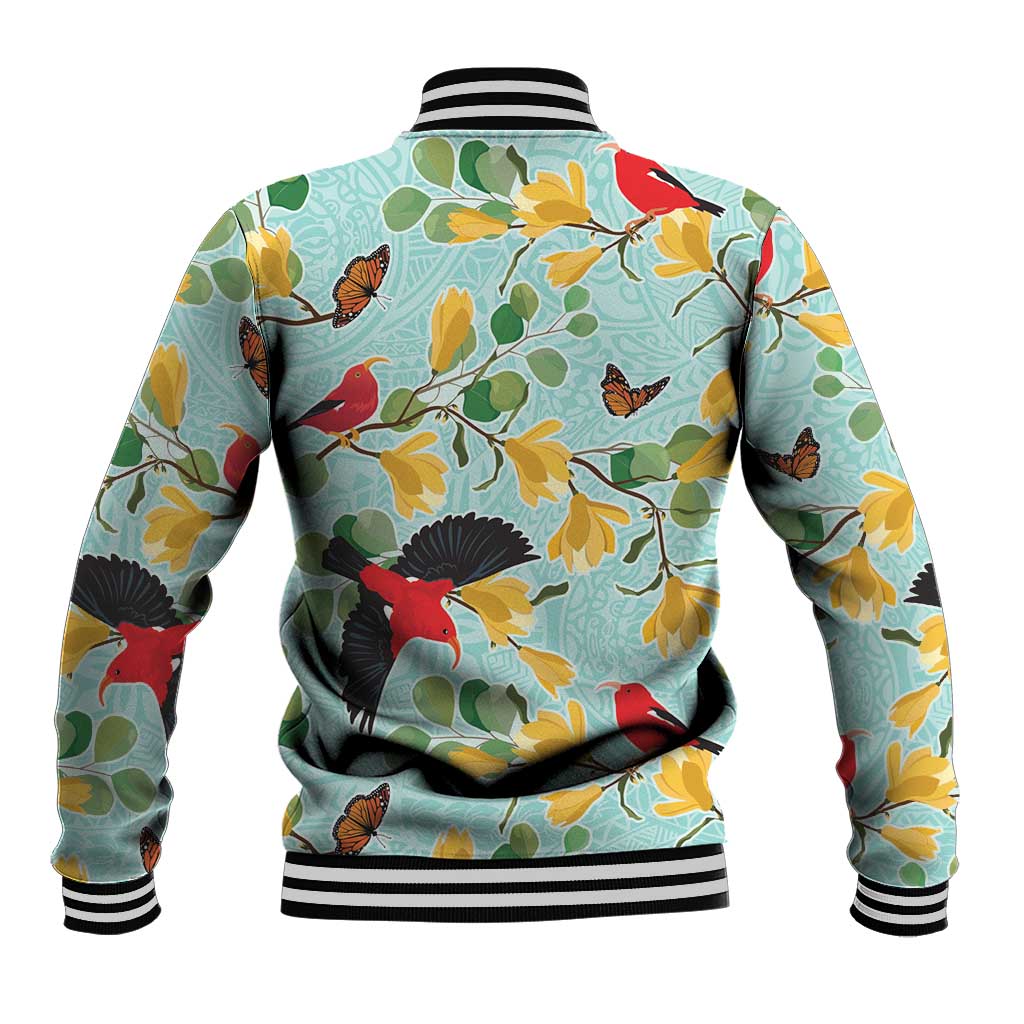 Aloha Hawaii Baseball Jacket I'iwi on Mamane Pastel Turquoise LT7 - Polynesian Pride