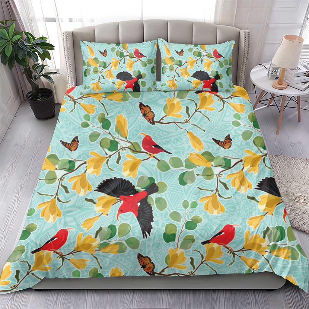 Aloha Hawaii Bedding Set I'iwi on Mamane Pastel Turquoise LT7 - Polynesian Pride