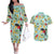 Aloha Hawaii Couples Matching Off The Shoulder Long Sleeve Dress and Hawaiian Shirt I'iwi on Mamane Pastel Turquoise