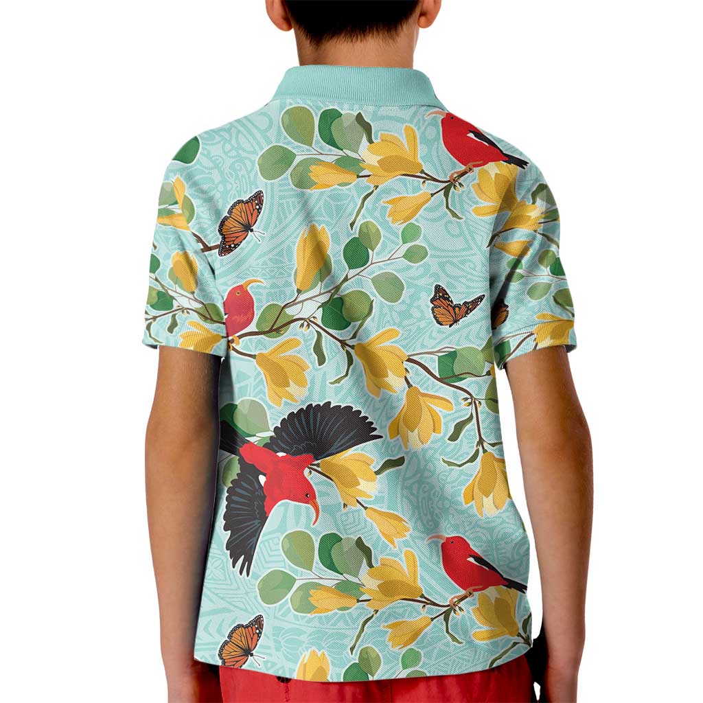 Aloha Hawaii Kid Polo Shirt I'iwi on Mamane Pastel Turquoise LT7 - Polynesian Pride