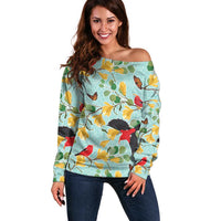Aloha Hawaii Off Shoulder Sweater I'iwi on Mamane Pastel Turquoise LT7 Women Turquoise - Polynesian Pride