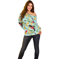Aloha Hawaii Off Shoulder Sweater I'iwi on Mamane Pastel Turquoise LT7 - Polynesian Pride