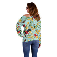 Aloha Hawaii Off Shoulder Sweater I'iwi on Mamane Pastel Turquoise LT7 - Polynesian Pride