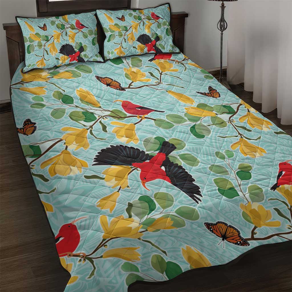 Aloha Hawaii Quilt Bed Set I'iwi on Mamane Pastel Turquoise LT7 Turquoise - Polynesian Pride