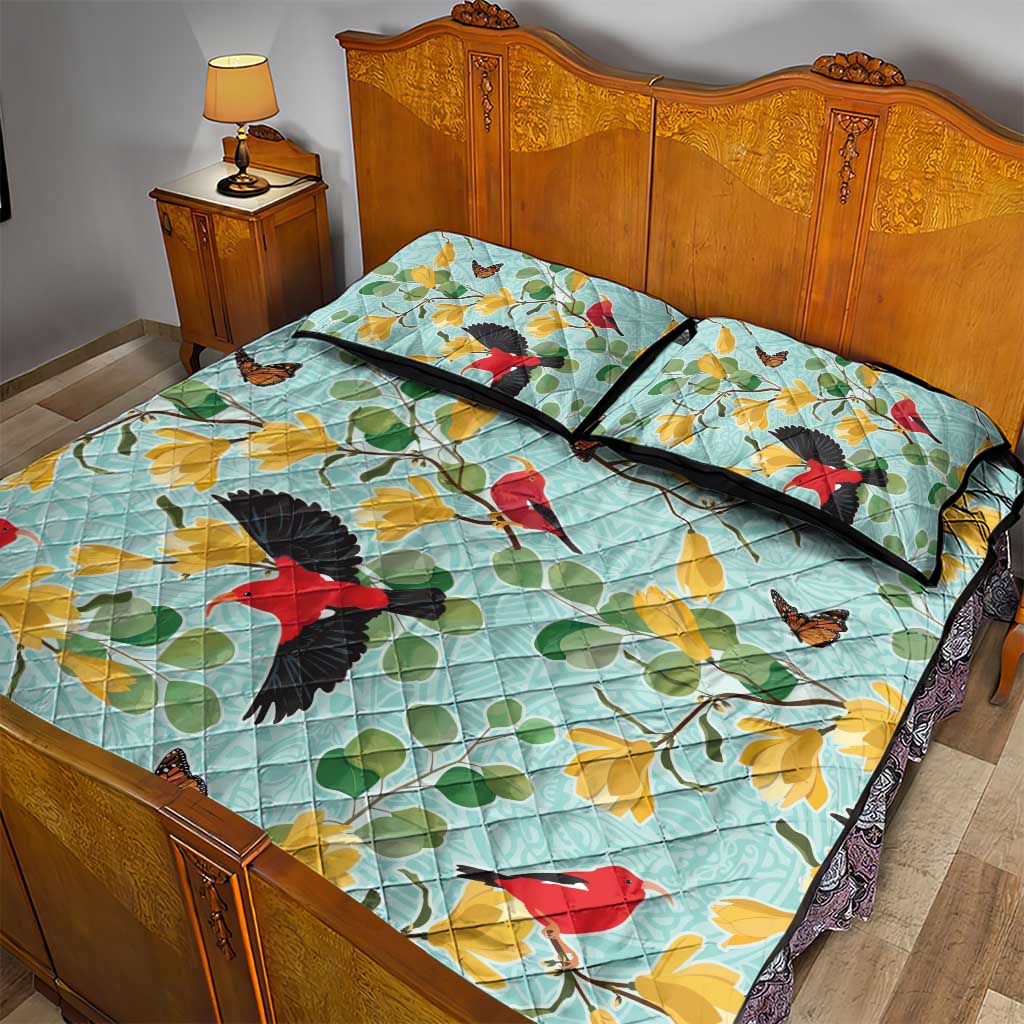 Aloha Hawaii Quilt Bed Set I'iwi on Mamane Pastel Turquoise LT7 - Polynesian Pride