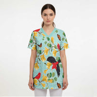 Aloha Hawaii Scrub Top I'iwi on Mamane Pastel Turquoise LT7 - Polynesian Pride